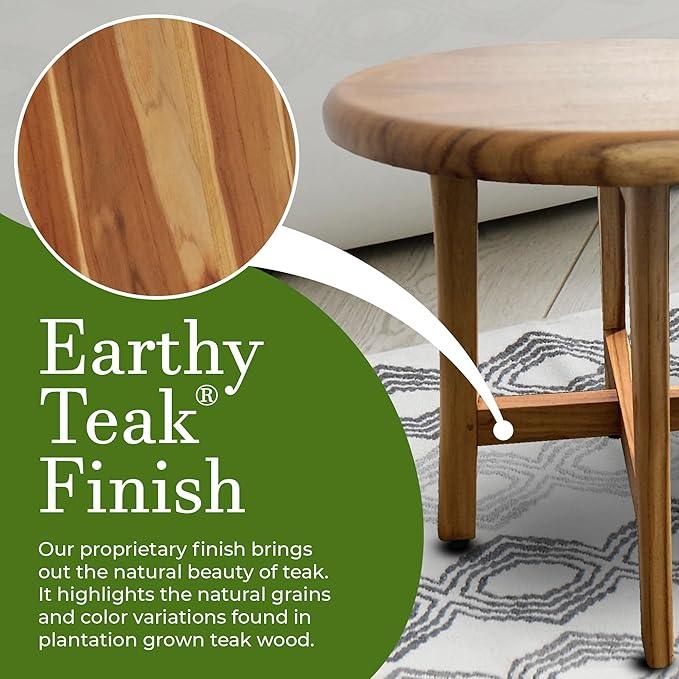 EcoDecors Shoji 17.5 Inch Round Table Waterproof Teak Wood Shower Bench Stool Seat Chair for Inside Shower Provides Safety, Storage, and Organization for Bathroom Accessories - ModernBath
