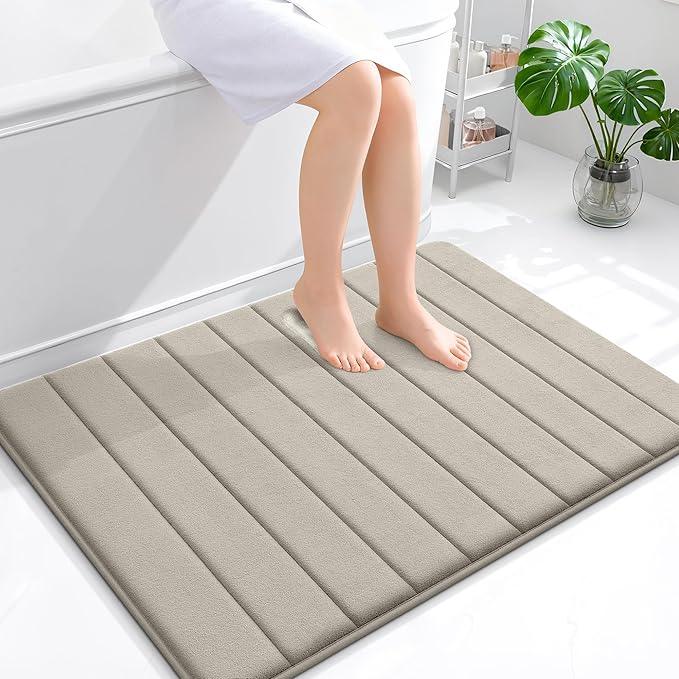 OLANLY Memory Foam Bath Mat 40x32, Super Soft Absorbent Bathroom Rugs, Quick Dry, Machine Washable Shower Floor Rugs, Bathmat Carpet, Bathroom Home Decor Accessories, Warm Taupe - ModernBath