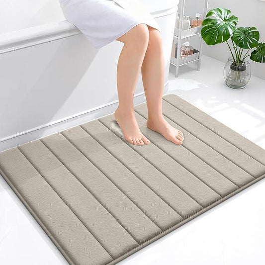 OLANLY Memory Foam Bath Mat 40x32, Super Soft Absorbent Bathroom Rugs, Quick Dry, Machine Washable Shower Floor Rugs, Bathmat Carpet, Bathroom Home Decor Accessories, Warm Taupe - ModernBath