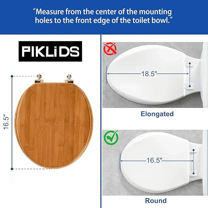 Toilet Seat, Solid Wood, Bamboo, High Gloss Finis, PIKLiDS (Round) - ModernBath