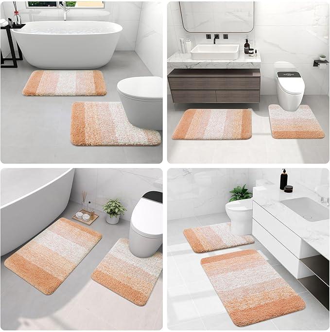 Arotive Microfiber Bathroom Rugs, Shaggy Soft and Absorbent Bath Rug, Non-Slip, Thick Plush Machine Washable Dry Bath Mats for Bathroom, Tub and Shower, 30x20, Peach, Rectangular - ModernBath