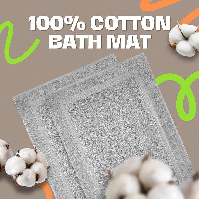 Infinitee Xclusives Premium Cotton Bath Mats for Bathroom – Pack of 2 | 34x22 Inches | Ultra Soft, Super Absorbent, Non-Slip, Machine Washable Mats (Charming Grey) [Not a Rug] - ModernBath