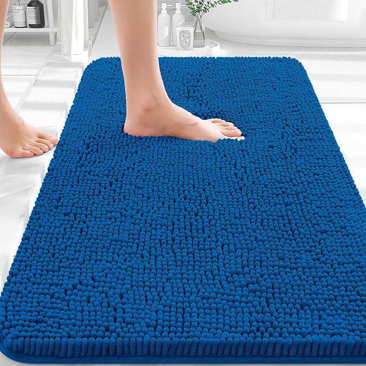 OLANLY Bathroom Rugs 36x24, Extra Soft Absorbent Chenille Bath Rugs, Rubber Backing Quick Dry, Machine Washable Bath Mats for Bathroom Floor, Tub and Shower, Home Decor Accessories, Deep Navy Blue - ModernBath