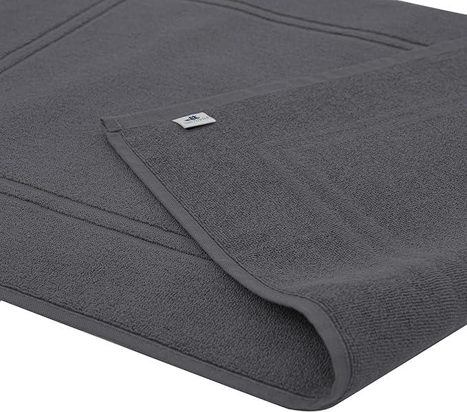 Tens Towels Pack of 2 Bath Mats 100% Cotton, 20 x 32 Inches, Super Absorbent, Hotel Quality Premium Floor Towels, Luxurious, Soft & Quick Dry, Not a Bathroom Rug, Dark Grey - ModernBath