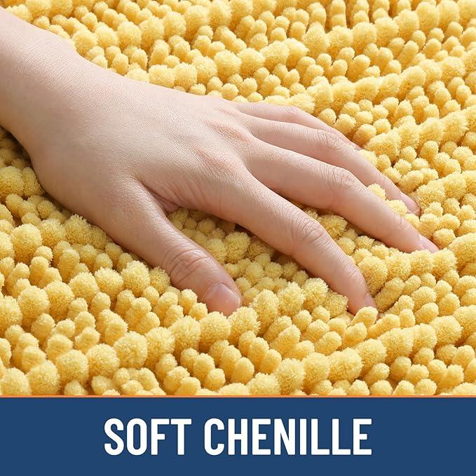 Smiry Bathroom Rugs Mat 47x24, Extra Soft Absorbent Chenille Bath Rugs, Non Slip Rubber Backing Machine Washable Quick Dry Bath Mats for Bathroom Floor, Tub, Shower, Home Decor Accessories, Yellow - ModernBath