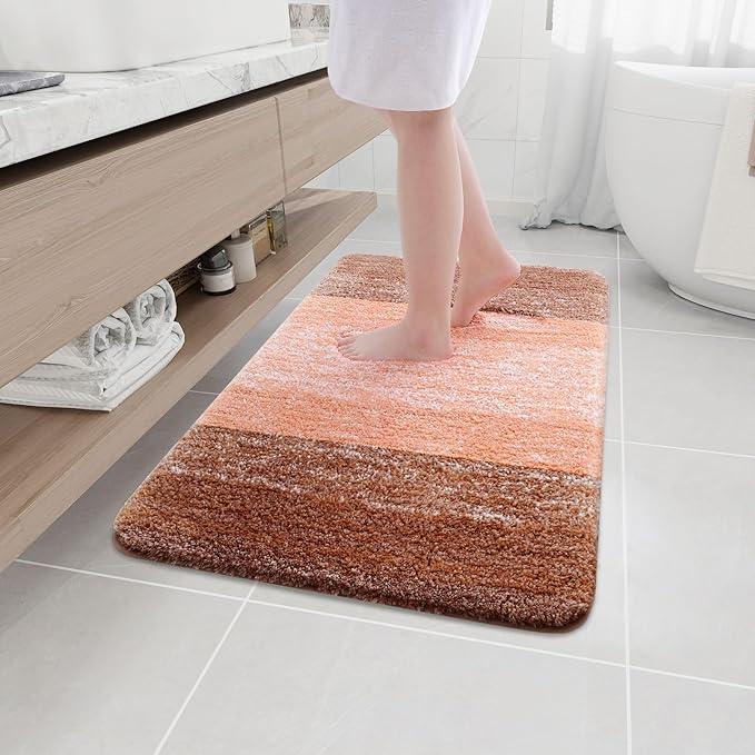Arotive Microfiber Bathroom Rugs, Shaggy Soft and Absorbent Bath Rug, Non-Slip, Thick Plush Machine Washable Dry Bath Mats for Bathroom, Tub and Shower, 36x24, Orange, Rectangular - ModernBath