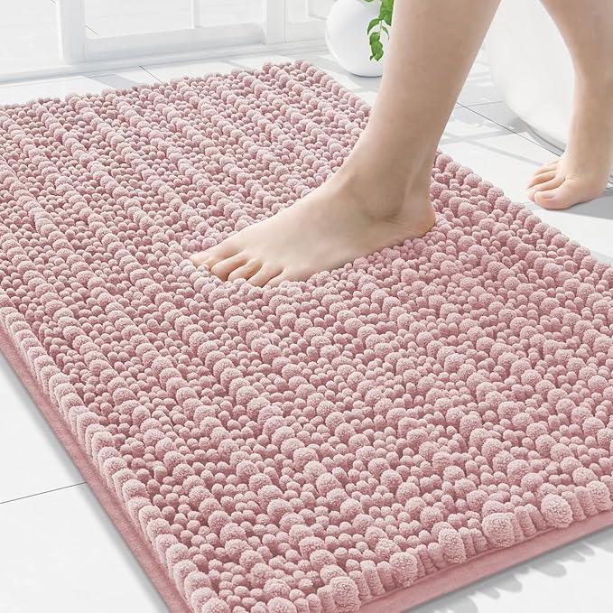 Arotive Luxury Chenille Bathroom Rug Mat, Extra Soft Thick Absorbent Shaggy Bath Rugs, Non-Slip Machine Wash Dry, Plush Bath Mats for Bathroom, Shower and Tub, 34x21, Dirty Pink - ModernBath