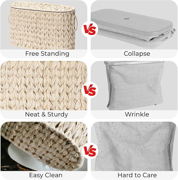 GRANNY SAYS Toilet Paper Storage Basket with Lid, Freestanding Toilet Paper Holder, Bathroom Organizers and Storage, Wicker Basket for Bathroom Storage, Butter Milk - ModernBath