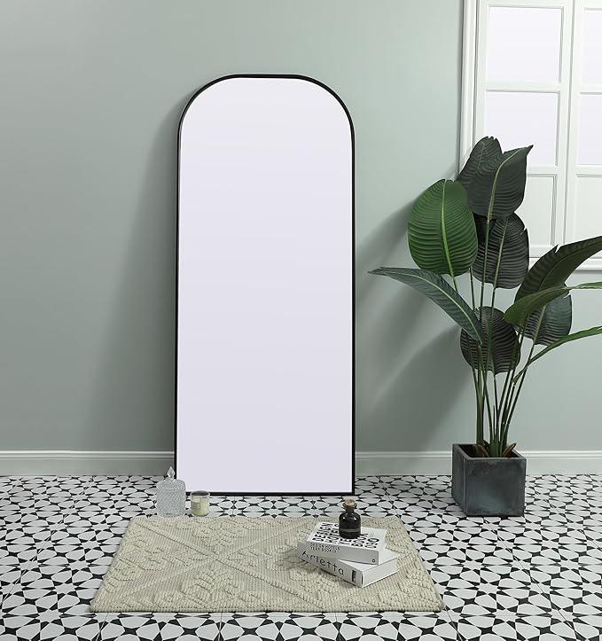 Illuminate, Metal Frame Arch Full Length Mirror 28X66 Inch in, Modern, Black - ModernBath
