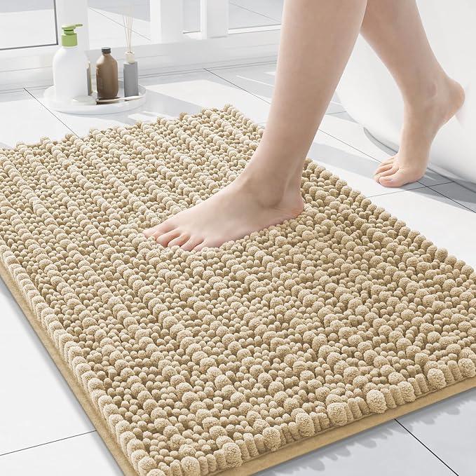 Arotive Luxury Chenille Bathroom Rug Mat, Extra Soft Thick Absorbent Shaggy Bath Rugs, Non-Slip Machine Wash Dry, Plush Bath Mats for Bathroom, Shower and Tub, 30x17, Beige - ModernBath