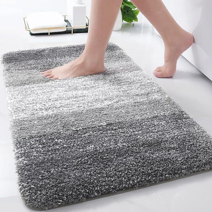 Arotive Microfiber Bathroom Rugs, Shaggy Soft and Absorbent Bath Rug, Non-Slip, Thick Plush Machine Washable Dry Bath Mats for Bathroom, Tub and Shower, 34x21, Grey, Rectangular - ModernBath