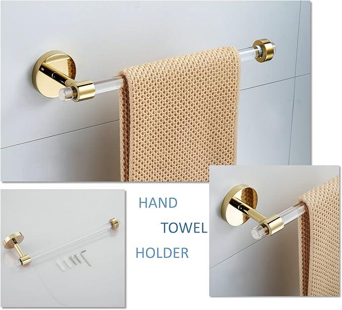 Bathroom Hardware Set Acrylic Gold - Bathroom Accessories Set Towel Bar Towel Rack Set - Wall Mounted Bath Towel Holder Toilet Paper Holder Set 4 Pieces SHUNLI - ModernBath
