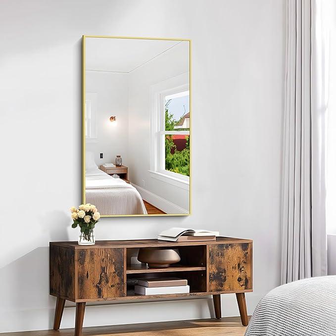 KOCUUY Gold Bathroom Mirror, 24"x40" Rectangle Bathroom Mirror for Wall, HD Tempered Glass, Anti-Rust Frame, Modern Design for Bathroom, Bedroom, Living Room, Entryway - ModernBath