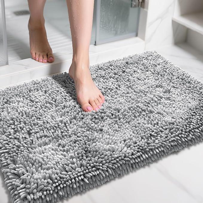 Yimobra Large Bathroom Rug Non Slip 36x24 Inch, Extra Thick Soft Absorbent Chenille Bath Mat, Machine Washable Bath Rugs for Bathroom Floor, Tub and Shower, Home Decor Accessories, Light Grey - ModernBath