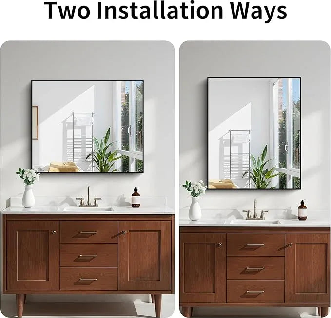 KOCUUY Black Bathroom Mirror, 30x36 Inch Rectangle Mirror for Over Sink, Modern Decorative Wall Mirror for Bedroom Living Room Bathroom, Hang Horizontal/Vertical - ModernBath