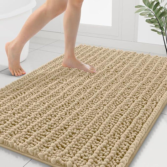 Smiry Bathroom Rugs Mat 40x32, Extra Soft Absorbent Chenille Bath Rugs, Non Slip Rubber Backing Machine Washable Quick Dry Bath Mats for Bathroom Floor, Tub, Shower, Home Decor Accessories, Beige - ModernBath