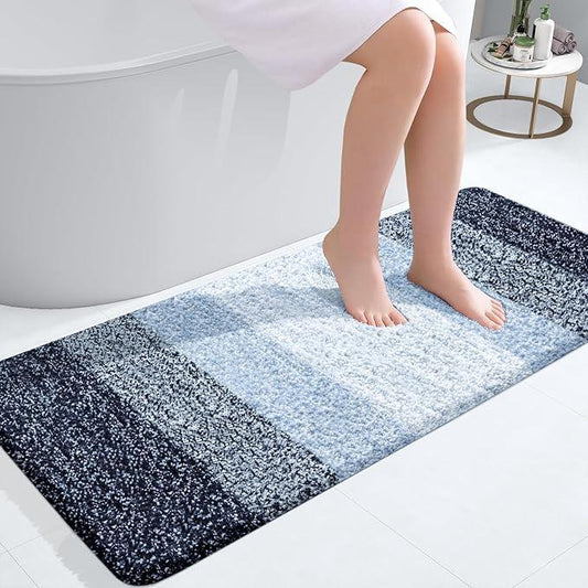 OLANLY Bathroom Runner Rugs 47x20, Extra Soft Absorbent Microfiber Bath Rugs, Rubber Backing, Quick Dry, Washable Bath Mats for Bathroom Floor, Tub and Shower, Home Decor Accessories, Navy Blue - ModernBath