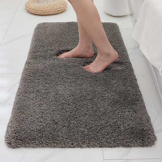 Ruggnovea Bathroom Rugs Non Slip Washable 48x24, Ultra Soft Thick Shaggy Absorbent Bath Mats, High Density Foam Latex Non Slip Backing Bath Rugs, Microfiber Bath Mats for Bathroom Floor&Sink,Dark Grey - ModernBath