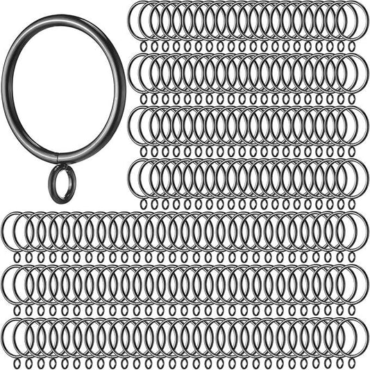 Maitys 200 Pcs Metal Curtain Rings with Eyelet 1.5-inch Inner Diameter Eyelet Curtain Rings for Drapery Clips Hooks for Sliding Window Bathroom Door Shower Rod (Black) - ModernBath