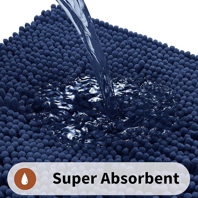 Yimobra Toilet Rugs U Shaped Washable - 24"x20" Non Slip Plush Contour Bath Rugs for Toilet - Super Soft Absorbent Quick Dry Toilet Mats for Bathroom,Navy Blue - ModernBath