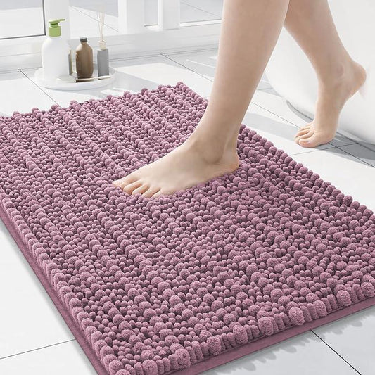 Arotive Luxury Chenille Bathroom Rug Mat, Extra Soft Thick Absorbent Shaggy Bath Rugs, Non-Slip Machine Wash Dry, Plush Bath Mats for Bathroom, Shower and Tub, 30x17, Deep Plum - ModernBath