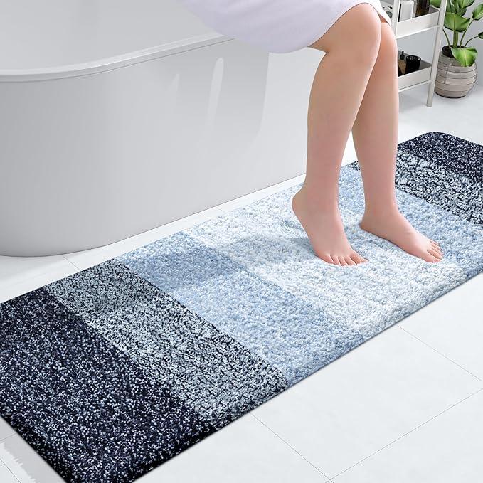 OLANLY Bathroom Runner Rugs 59x20, Extra Soft Absorbent Microfiber Bath Rugs, Rubber Backing, Quick Dry, Washable Bath Mats for Bathroom Floor, Tub and Shower, Home Decor Accessories, Navy Blue - ModernBath