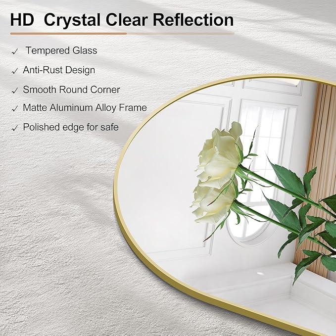 Arched Bathroom Mirror, 26"x38" Gold Arched Mirror for Bathroom, Wall Mounted Mirror, Vanity Wall Mirror Metal Frame for Bedroom, Entryway, Living Room, Hanging or Leaning Against Wall - ModernBath