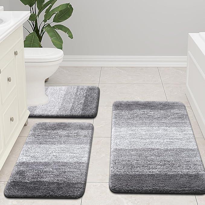Arotive Microfiber Bathroom Rugs, Shaggy Soft and Absorbent Bath Rug, Non-Slip, Thick Plush Machine Washable Dry Bath Mats for Bathroom, Tub and Shower, 47x24, Grey, Rectangular - ModernBath