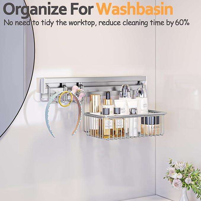 MINGLING Shower Caddy Hanging with Wall Back Crossbar, Rustproof 304 Stainless Steel Shower Organizer, Adhesive Bathroom Wall Storage Basket for Kitchen and Home Decor - ModernBath