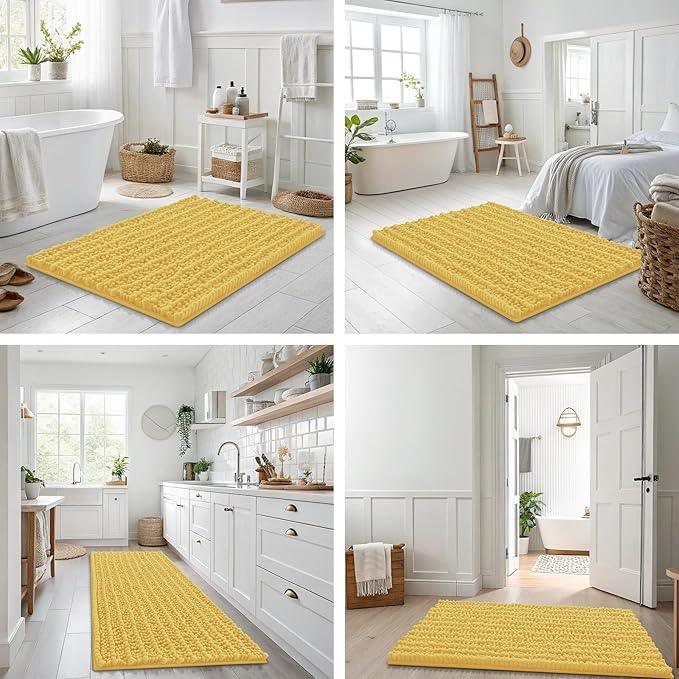 Smiry Bathroom Rugs Mat 36x24, Extra Soft Absorbent Chenille Bath Rugs, Non Slip Rubber Backing Machine Washable Quick Dry Bath Mats for Bathroom Floor, Tub, Shower, Home Decor Accessories, Yellow - ModernBath