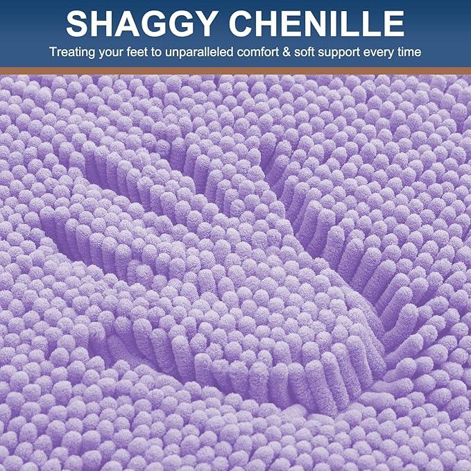 Smiry Luxury Chenille Bathroom Rugs 44x24, Extra Soft and Absorbent Shaggy Bath Mat, Machine Washable, Non-Slip Plush Carpet Runner for Tub, Shower, and Floor, Home Decor Accessories, Purple - ModernBath