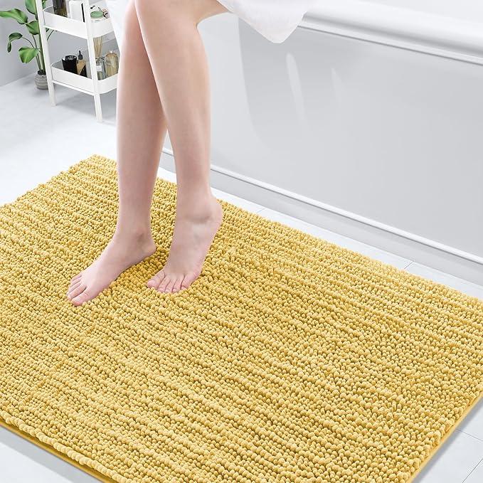 Arotive Luxury Chenille Bathroom Rug Mat, Extra Soft Thick Absorbent Shaggy Bath Rugs, Non-Slip Machine Wash Dry, Plush Bath Mats for Bathroom, Shower and Tub, 59x35, Yellow - ModernBath