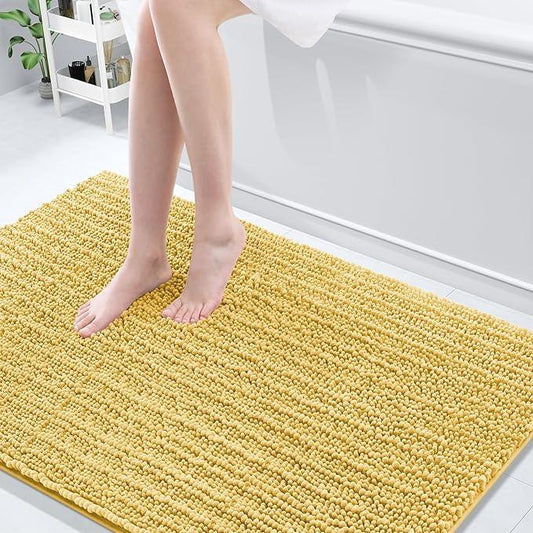 Arotive Luxury Chenille Bathroom Rug Mat, Extra Soft Thick Absorbent Shaggy Bath Rugs, Non-Slip Machine Wash Dry, Plush Bath Mats for Bathroom, Shower and Tub, 59x35, Yellow - ModernBath