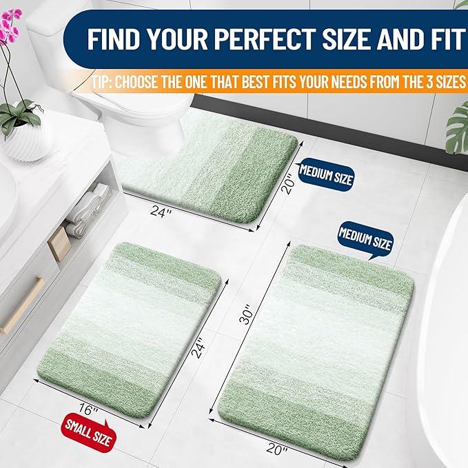 OLANLY Bathroom Rugs Mat 30x20, Extra Soft Absorbent Microfiber Bath Rugs, Rubber Backing, Quick Dry, Machine Washable Bath Mats for Bathroom Floor, Tub and Shower, Home Decor Accessories, Sage Green - ModernBath