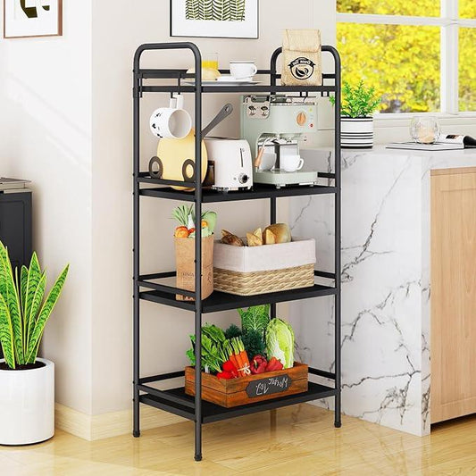 HDANI Storage Shelves, 4-Tier Metal Storage Rack with Shelf,Shelf Organizer,Garage Standing Shelving Unit for Laundry,Bathroom,Kitchen,Pantry, Closet,23.6''W X 13.8''D X 50 H'',Black - ModernBath