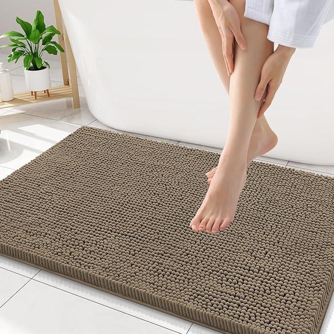 Smiry Luxury Chenille Bathroom Rugs 34x21, Extra Soft and Absorbent Shaggy Bath Mat, Machine Washable, Non-Slip Plush Carpet Runner for Tub, Shower, and Floor, Home Decor Accessories, Camel - ModernBath