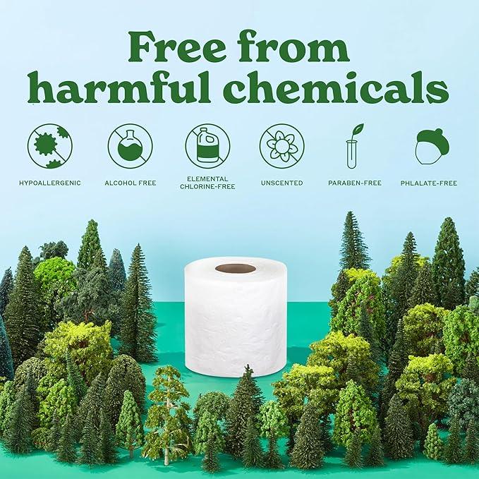 Caboo Tree Free Toilet Paper, Tree Free, Septic, Chemical Free Bath Tissue - 2 Ply Sheets, 300 Sheets Per Roll, 12 Double Rolls - ModernBath
