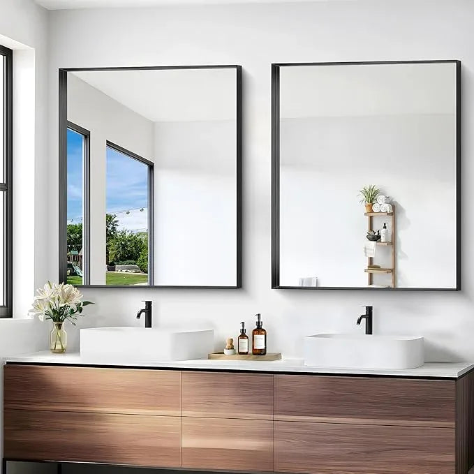 Black Bathroom Mirror, 30x36 Inch Rectangular Framed Mirror, Large Wall Mounted Bathroom Vanity Mirror Over Sink for Bedroom,Restroom, Living Room, Hangs Vertically or Horizontally - ModernBath