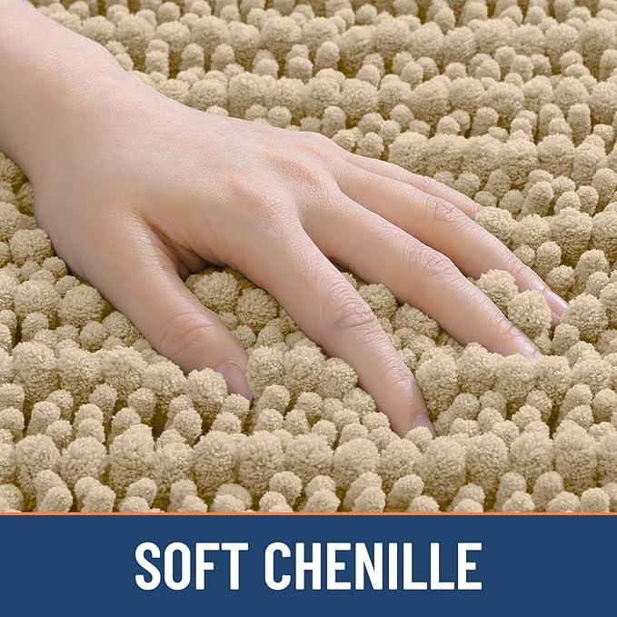 Smiry Bathroom Rugs Mat 48x32, Extra Soft Absorbent Chenille Bath Rugs, Non Slip Rubber Backing Machine Washable Quick Dry Bath Mats for Bathroom Floor, Tub, Shower, Home Decor Accessories, Beige - ModernBath