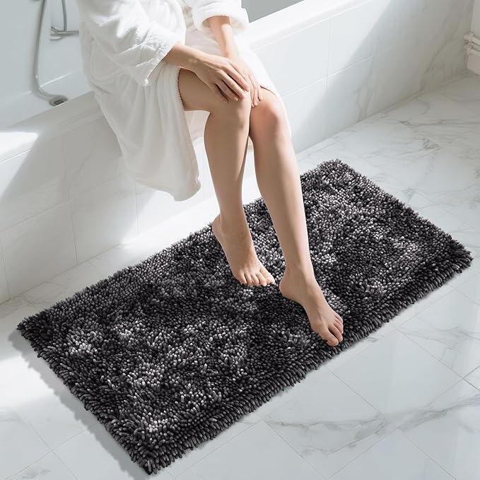 Yimobra Large Bathroom Rug Non Slip 36x24 Inch, Extra Thick Soft Absorbent Chenille Bath Mat, Machine Washable Quick Dry Bath Rugs for Bathroom Floor, Tub and Shower, Home Decor Accessories, Dark Grey - ModernBath