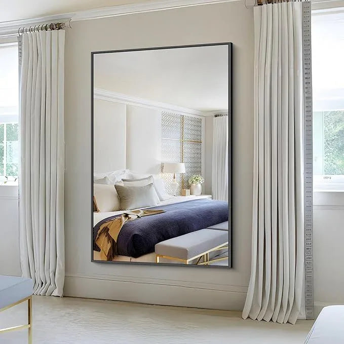 KOCUUY 60x40 Inch Large Black Wall Mounted Mirror,Aluminum Framed Decorative Rectangular Bathroom Mirror for Wall Over Sink,Vanity Mirror for Bedroom Living Room Bathroom,Functional Oversized Mirror - ModernBath