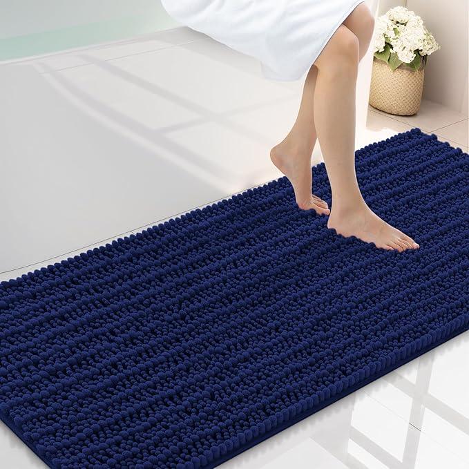 Smiry Bathroom Rugs Mat 59x24, Extra Soft Absorbent Chenille Bath Rugs, Non Slip Rubber Backing Machine Washable Quick Dry Bath Mats for Bathroom Floor, Tub, Shower, Home Decor Accessories, Navy Blue - ModernBath