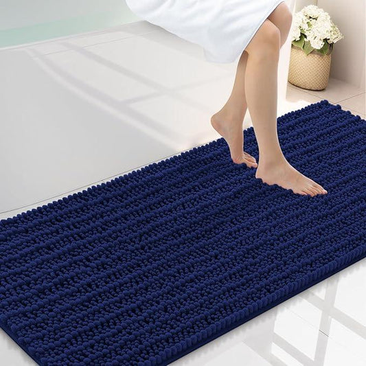 Smiry Bathroom Rugs Mat 59x24, Extra Soft Absorbent Chenille Bath Rugs, Non Slip Rubber Backing Machine Washable Quick Dry Bath Mats for Bathroom Floor, Tub, Shower, Home Decor Accessories, Navy Blue - ModernBath