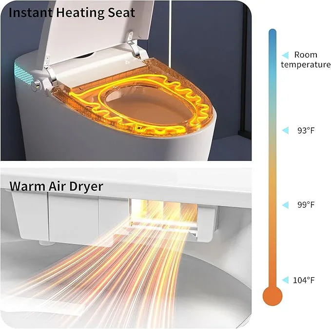 ZAOZUO Smart Toilet with Bidet Built-In, One Piece Toilet with Foot Sensor, Heated Bidet Seat, Dual Flush Remote, Electric Tankless Toilets with 4 Washing Modes, Child Mode, Self-Cleaning Nozzle - ModernBath
