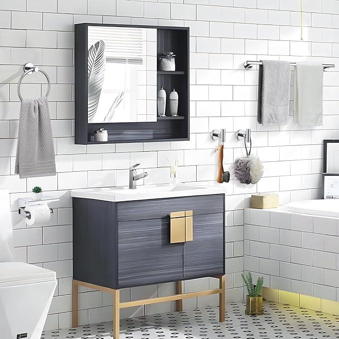 5-Piece Towel Bar Set Polish Chrome Bathroom Hardware Accessories Set Upgraded Toilet Paper Holder with Shelf Towel Holder Set for Bathroom Stainless Steel Wall Mounted - ModernBath