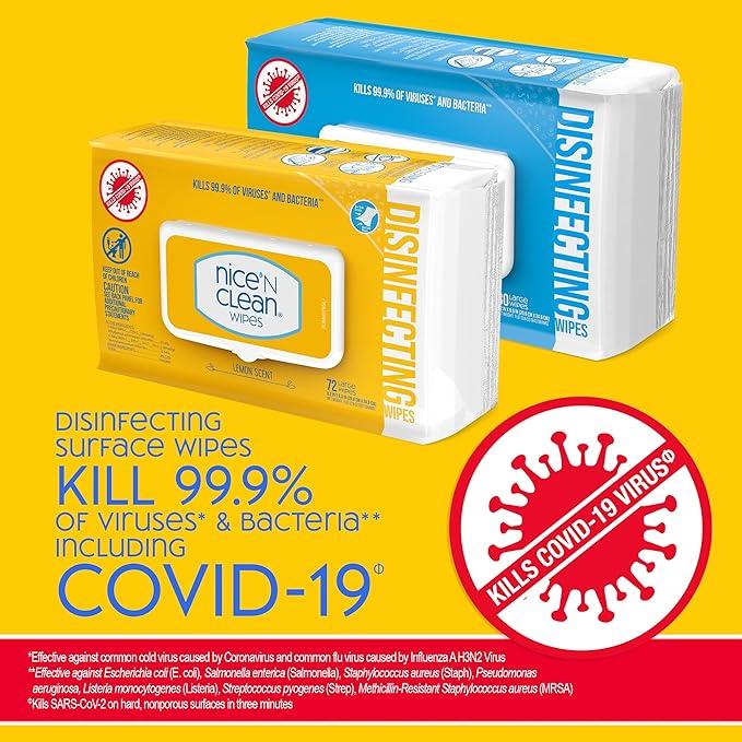 Nice 'N Clean Disinfecting Surface Wipes 304ct | Cleans & Disinfects Home & Kitchen Surfaces | Fresh & Lemon Scent - ModernBath
