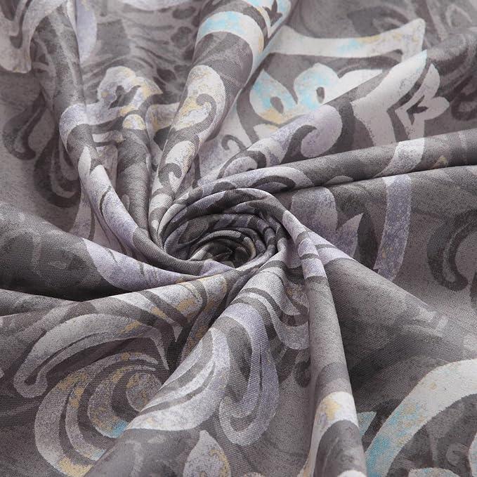 BESTRIPES 90 Inch Extra Long Shower Curtain, Gray Bath Curtain with Purple Baroque Medallions, Waterproof Hotel Quality Fabric, 72" W x 90" H - ModernBath
