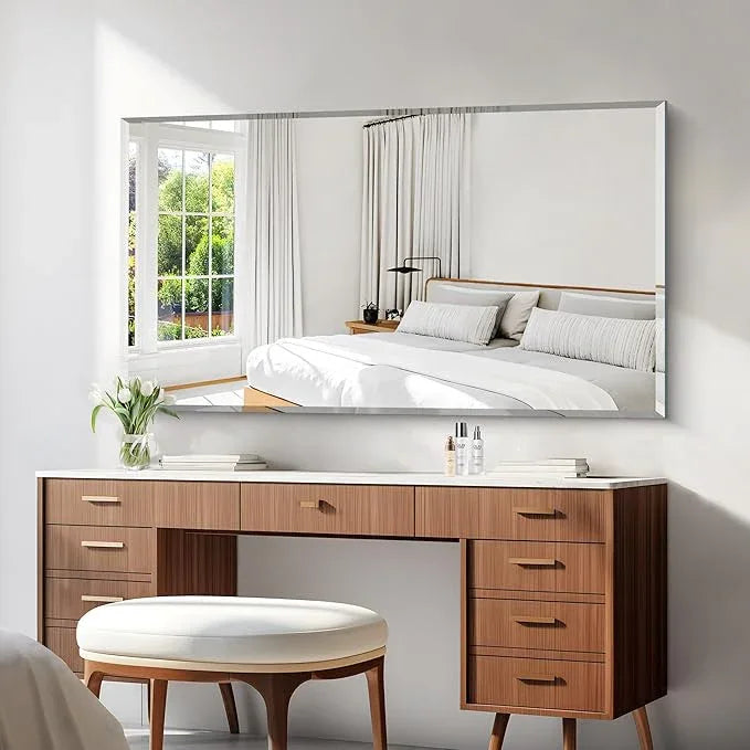 KOCUUY Beveled Mirror, 55x30 Inch Large Frameless Bathroom Mirror for Over Sink, Upgraded Shatterproof Beveled Unframed Design Mirror for Bathroom, Bedroom, Hang Horizontal/Vertical - ModernBath
