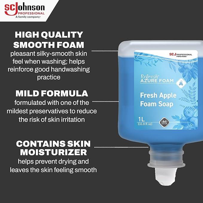 SC Johnson Professional Refresh Azure FOAM, Foam Hand Wash, Foaming Hand Soap, 1 Liter Cartridge, 2 Count, for Professional Use Only - ModernBath