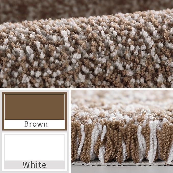 Yimobra Bathroom Rugs Non Slip Washable Ultra Soft Absorbent Microfiber Bath Mat, Dual-Tone Decor Rug with Rubber Backing for Bathroom Floor, Tub and Shower,24x17,Home Essentials,Brown and White - ModernBath